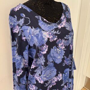 Isaac Mizrahi Live! long-sleeved, long cotton floral dress, 2 roomy pockets, 2XL